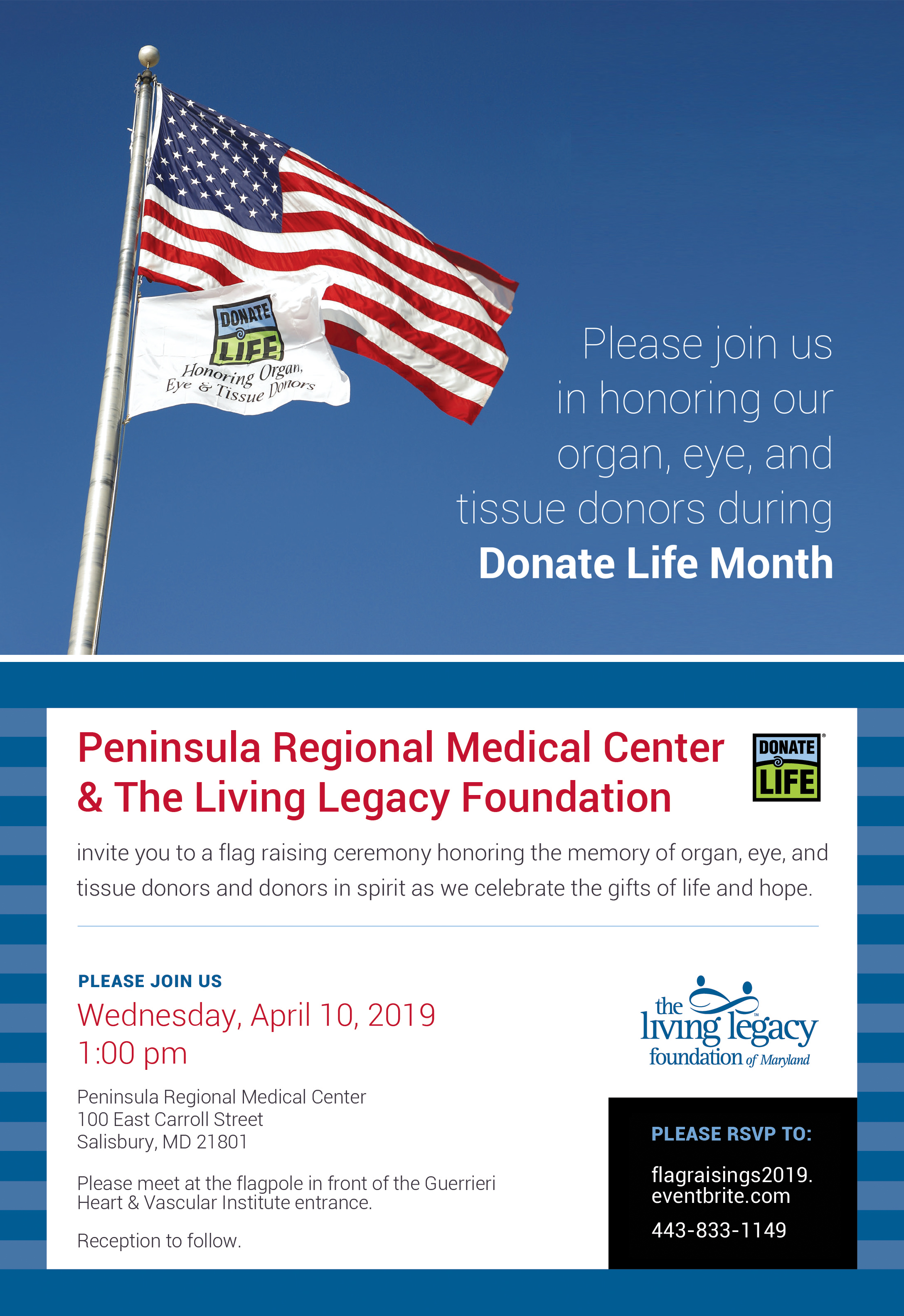 Donate Life Month Flag Raising April 10 | Tidal Health